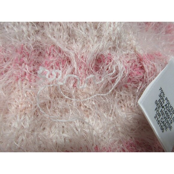Candie's cozy and soft  pink striped fuzzy mock neck sweater - Picture 9 of 12